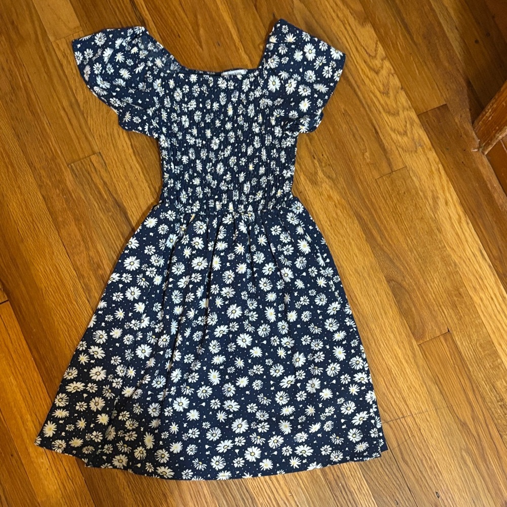 Speechless Navy Blue Floral Kids Dress